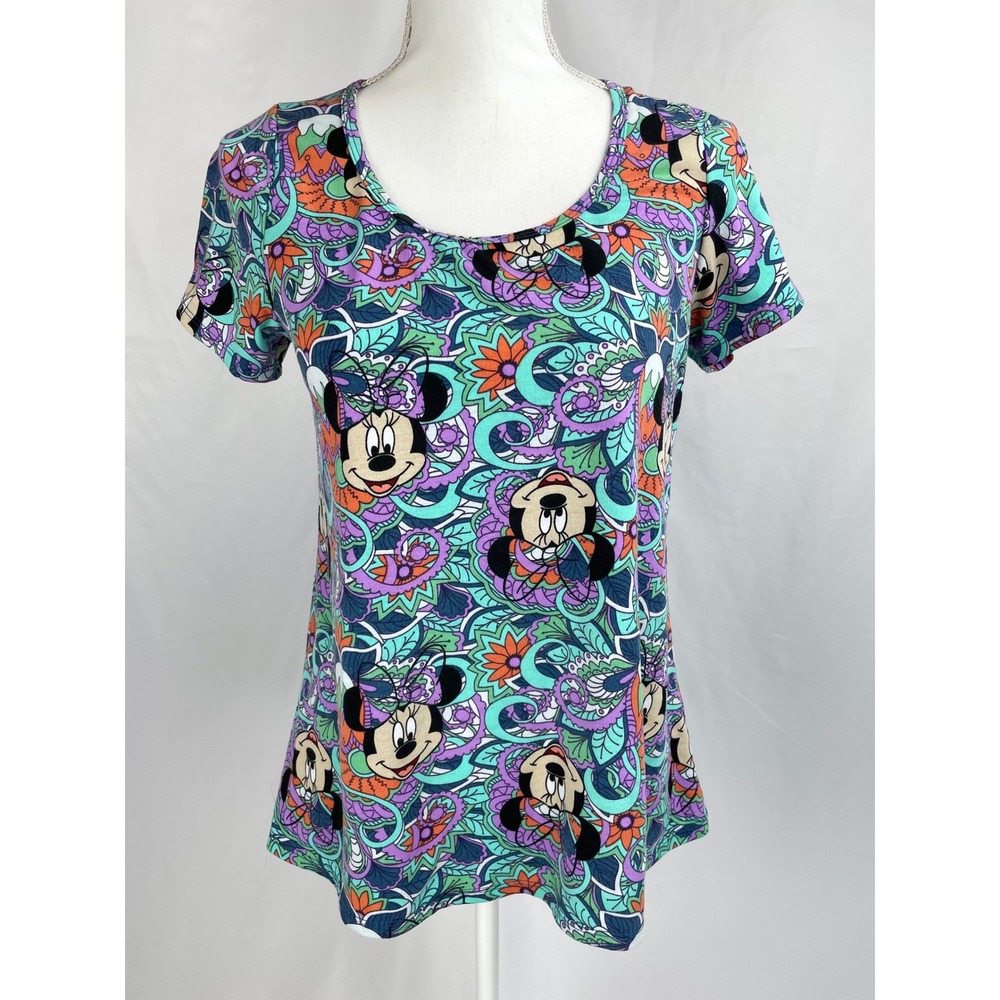 LuLaRoe Woman SMALL Disney Minnie Mouse Short Sleeve Floral Classic T‎ Tee Shirt